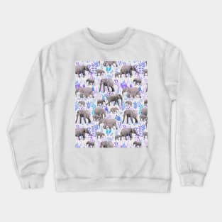 Sweet Elephants in Aqua, Purple, Cream and Grey Crewneck Sweatshirt